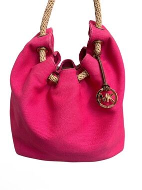 Michael kors pink large oversize canvas beach bag